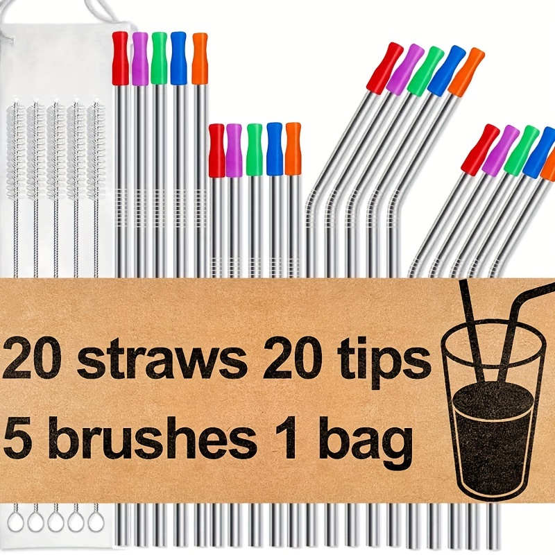 100pcs Straw Tips Reusable Silicone Straws Tips for Metal Straws Several  Colors Food Grade Straws Tips Covers Individually Wrapped Silicone Tips  Fits for Regular 1/4 Inch Wide Stainless Steel Straws 