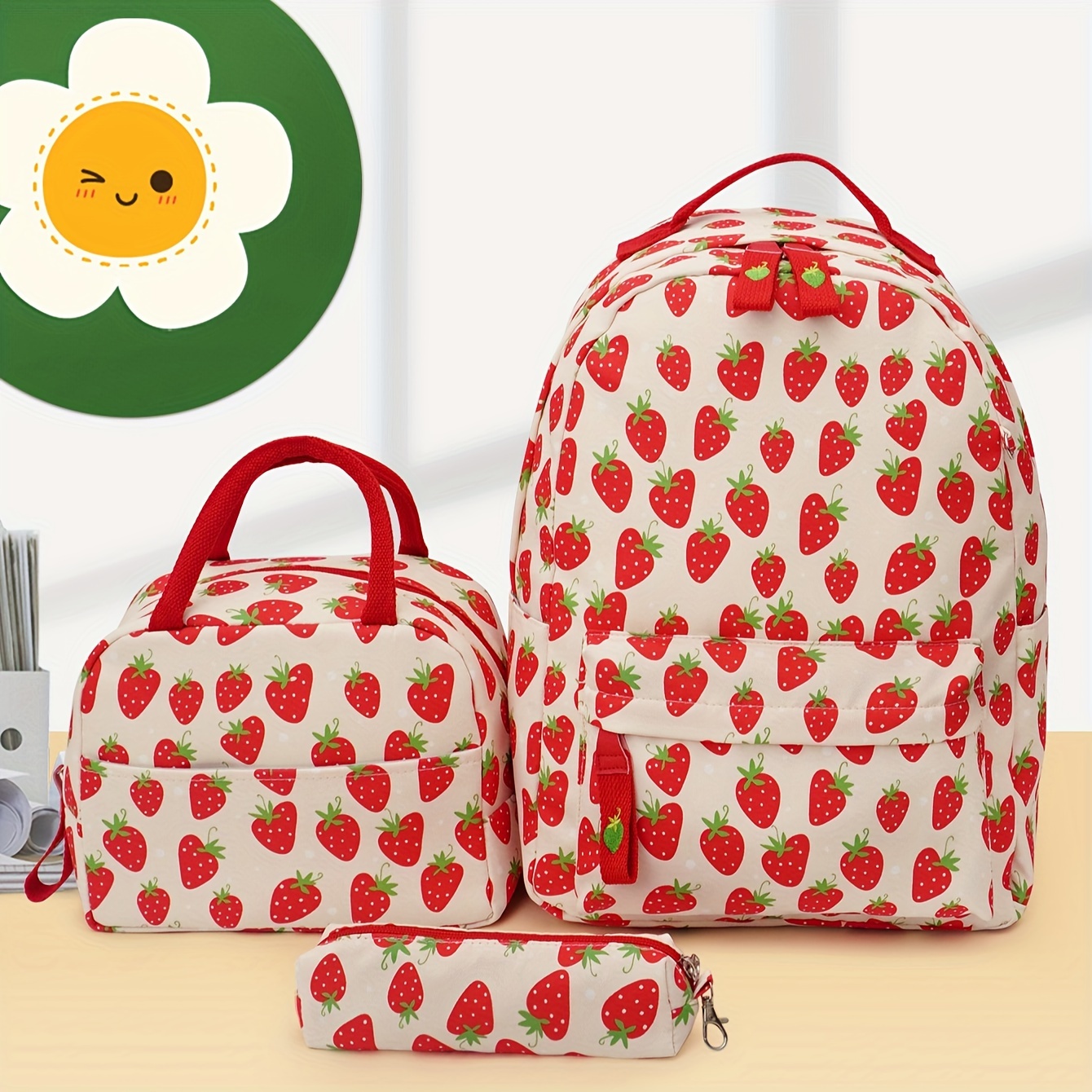 Kawaii Strawberry Backpack - Temu