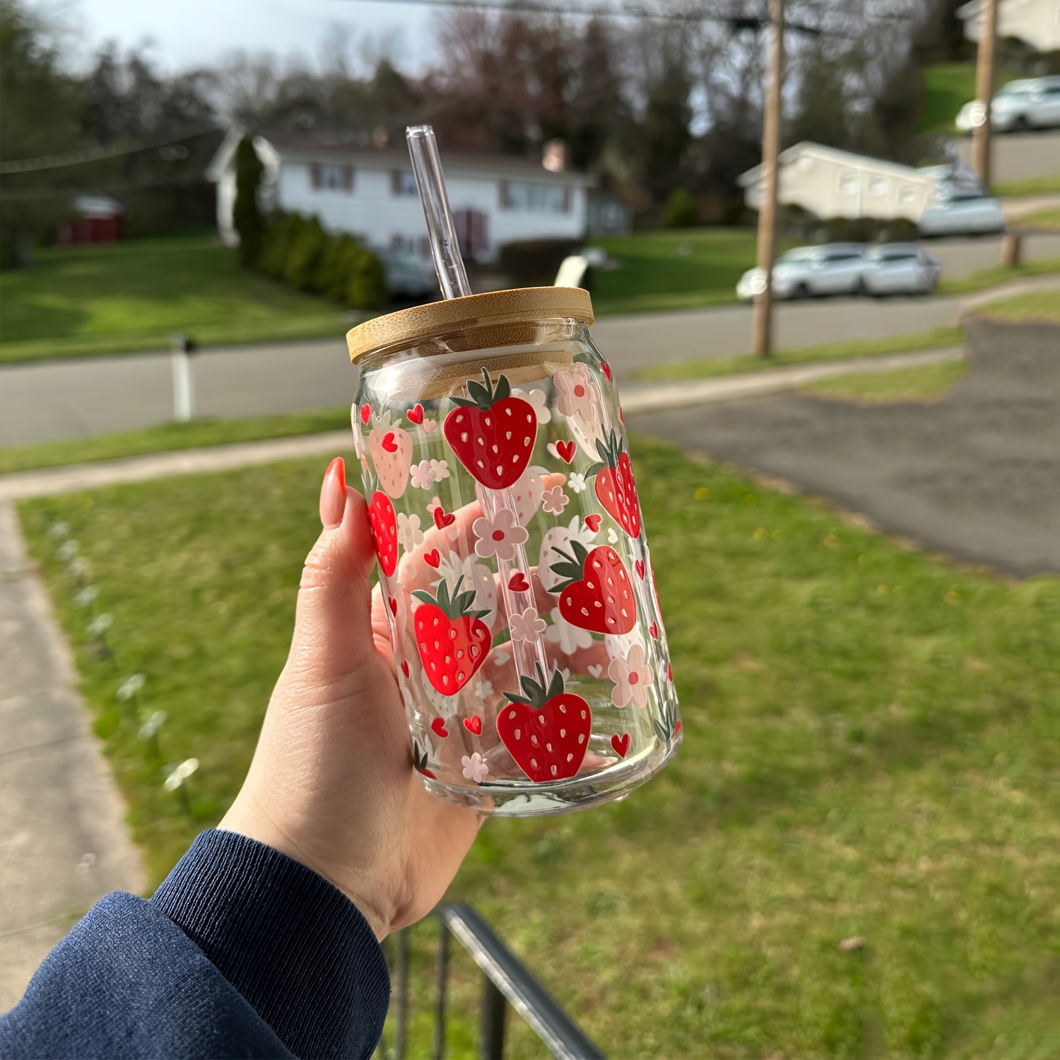 Mini Strawberry Beer Glass Can for Iced Coffee, Aesthetic Coffee Glass,  Birthday Gift for Friend, Kawaii Strawberry Cup, Bridesmaid Gift 