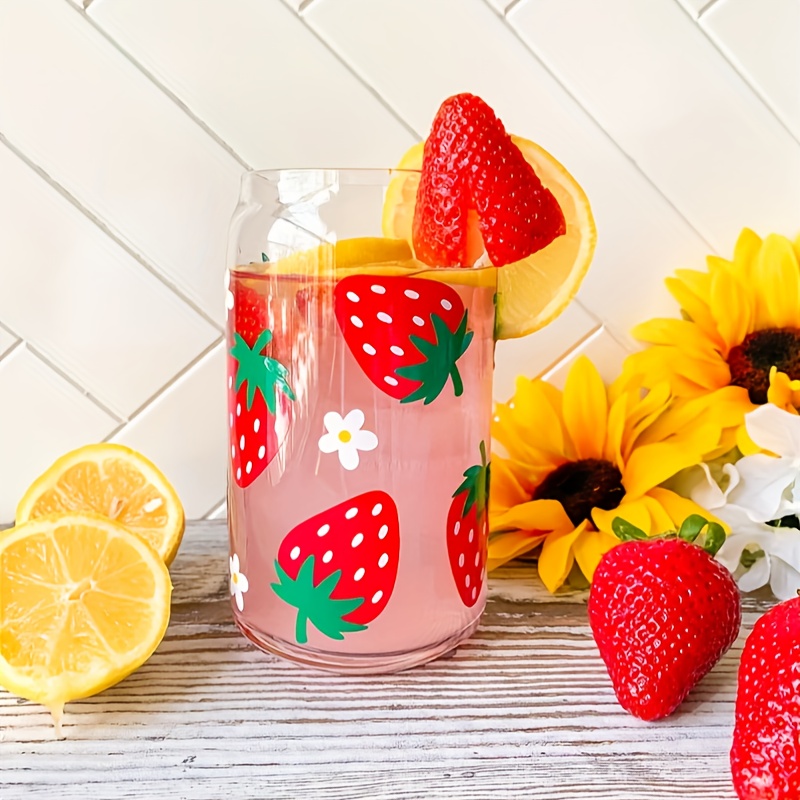 Strawberry Cow Tumbler with Lid and Straw,20oz Strawberry Milk Cup,Kawaii  Strawberry Coffee Mug, Cute Cow Print Insulated Tumbler, Strawberry kitchen