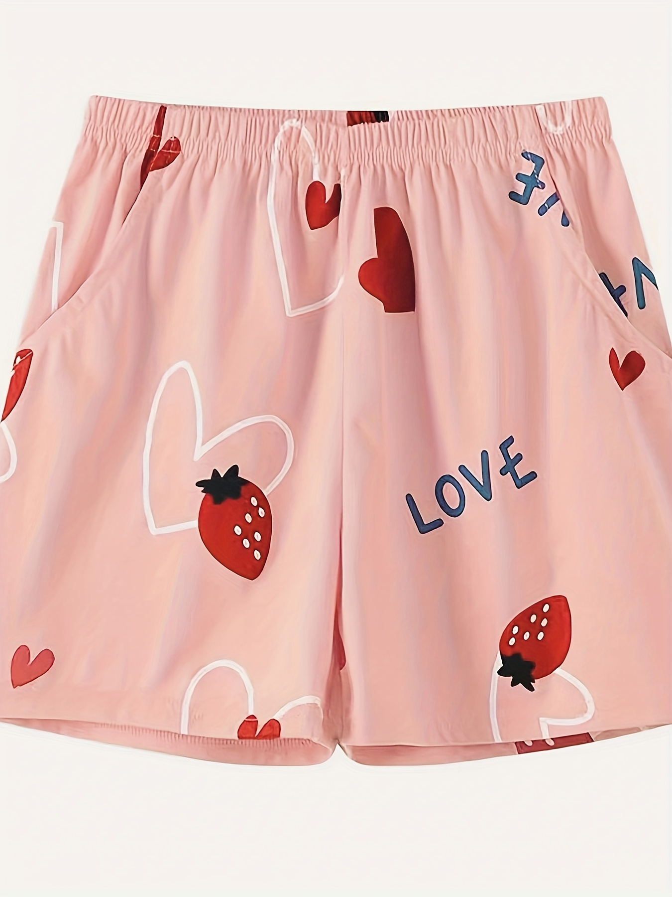 Strawberries Velour Shorts Beige