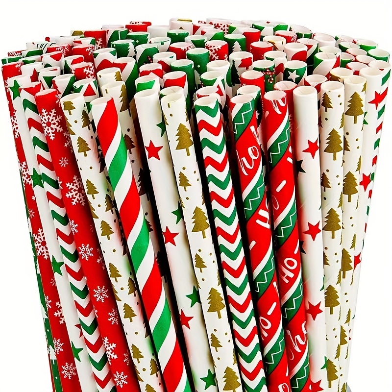 Candy Cane Straws, Christmas Party Supplies (25 Pack) - Holiday Straws, Red  & White Christmas Straws, Winter Christmas Dinner Straws, Santa Clause Red