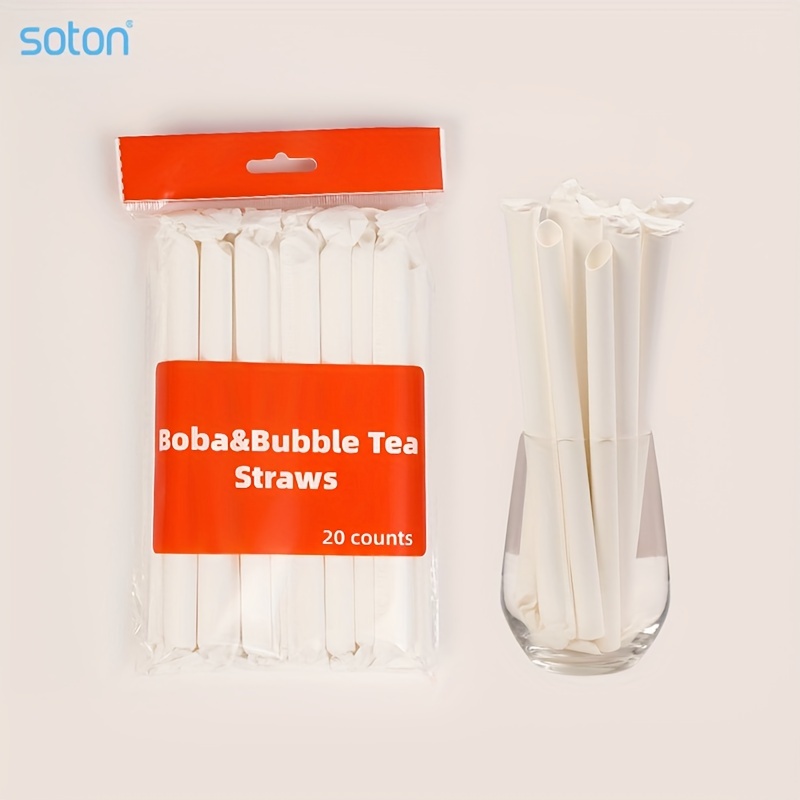 100 Pcs Jumbo Smoothie Straws Boba Straws,Individually Wrapped Multi Colors  Plastic Large Wide-mouthed Milkshake Bubble,Boba Straws Reusable Tea