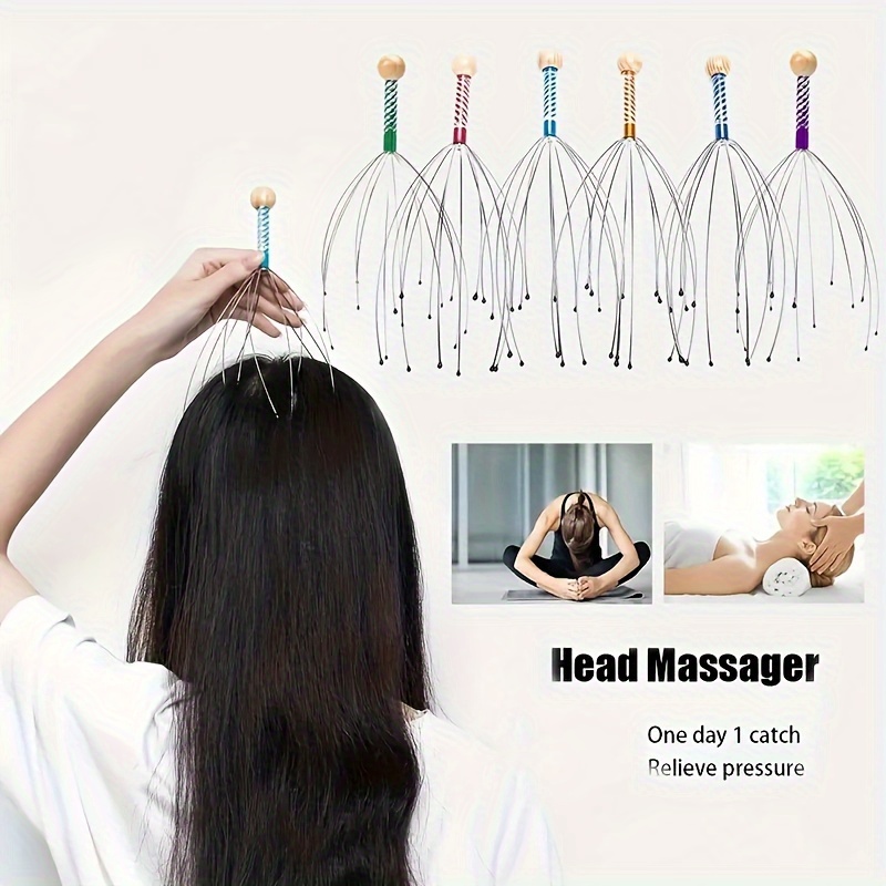 18 Roller Octopus Mini Head Scalp Massager For Headache Relief,scalp Stress  Relax, Balls Prongs Head Massager Scratcher Deep Relaxation, Hair Stimulat