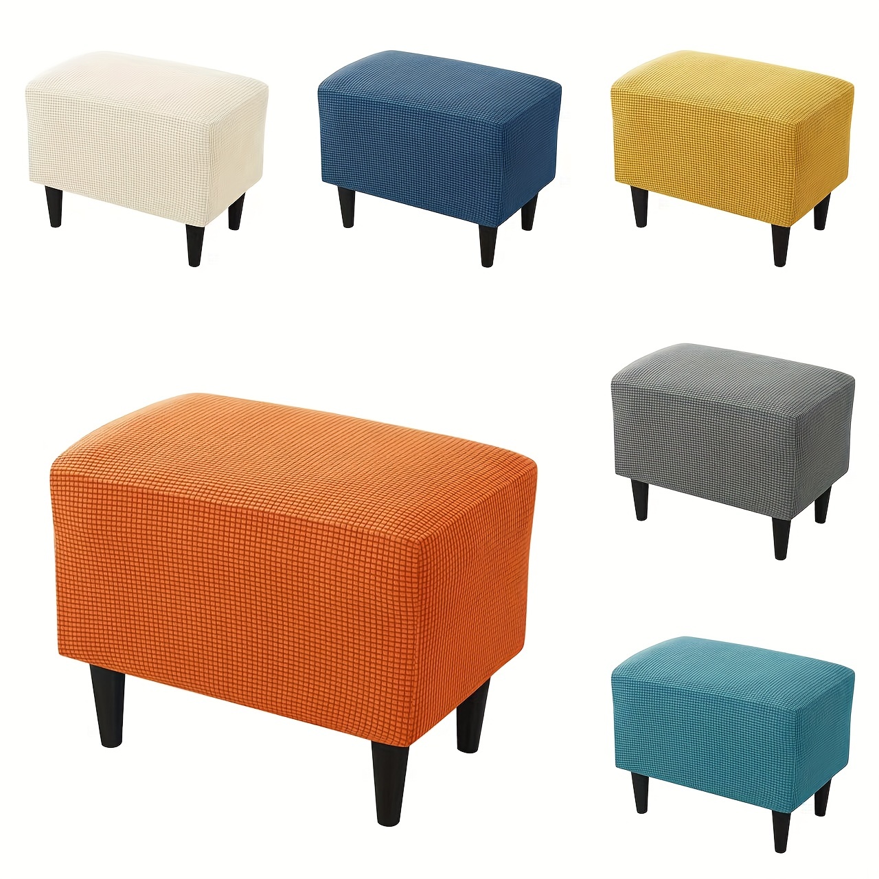 Copri Pouf Elasticizzato, Copertura Dell'Ottomano Rettangolare Jacquard  Fodera per Pouf Pieghevole Copri Poggiapiedi Fodera per Pouf Quadrato  Lavabile