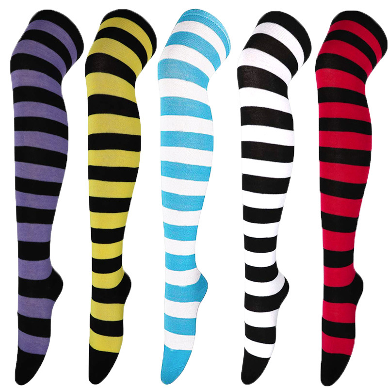 Thigh High Socks Striped - Temu