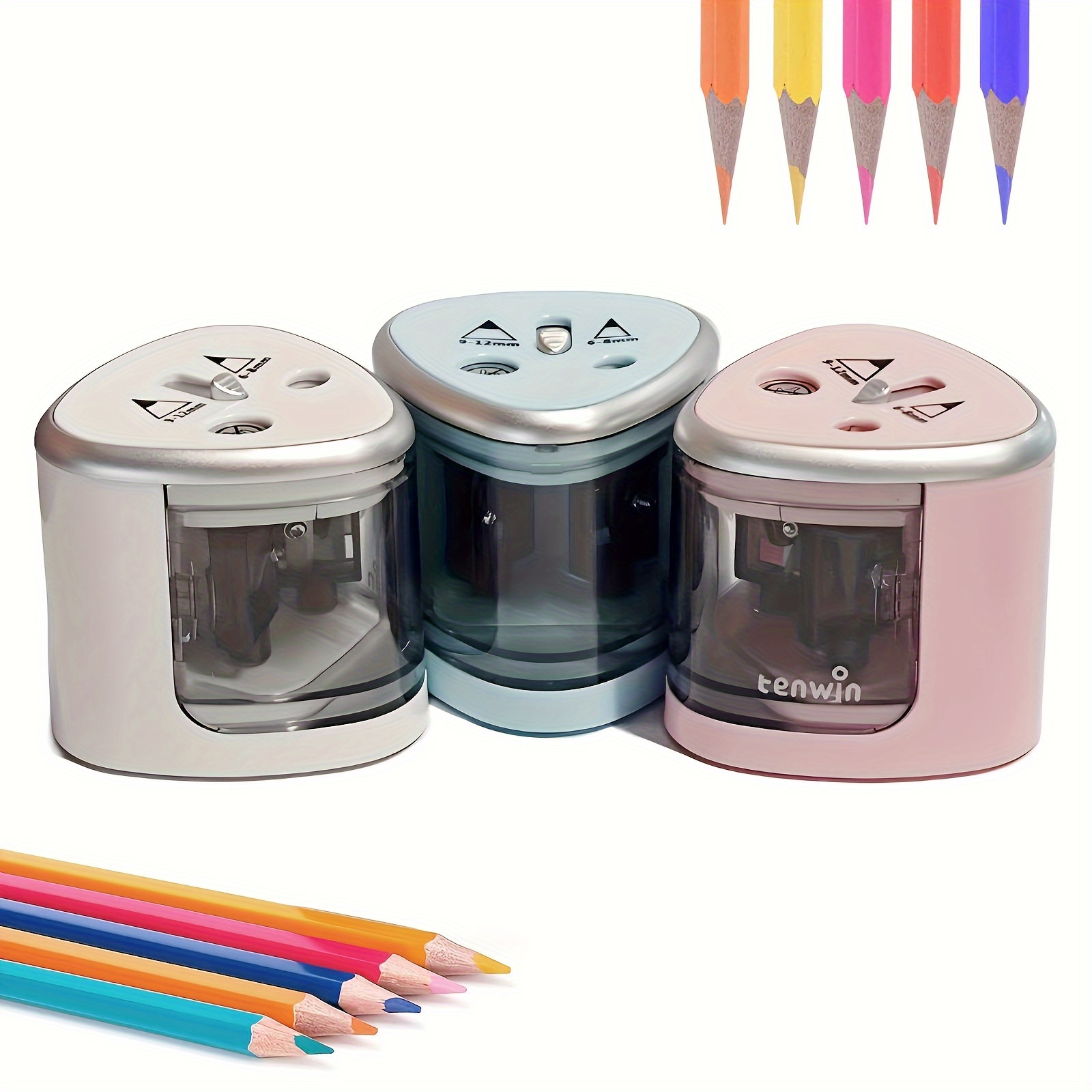 Taille-crayon Électrique Crayon Batterie Double Trou Aiguisage Rapide  Automatique pour 6-8 MM & 9-12 MM Diamètre Crayons Batterie 