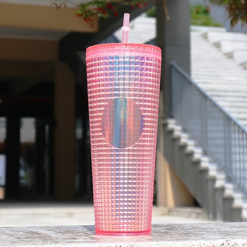 24 Oz Cups with Lids and Straws Plastic Glitter Tumbler Iced 20 Assorted  Color