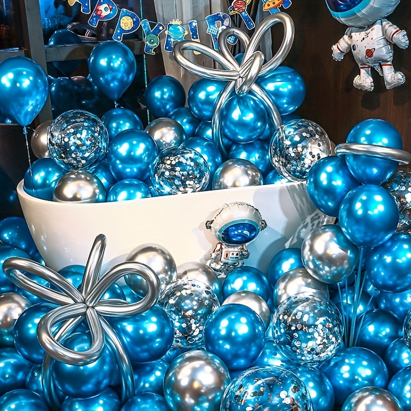 Globos de Frozen, 60 paquetes de 12 pulgadas, globos metálicos morados,  azules, blancos y plateados con globo de confeti de copo de nieve para  fiesta