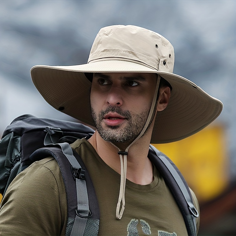 Sombrero de pescador de ala ancha para hombre, para pesca al aire libre,  ajustable, impermeable, UPF 50+, sombrero de sol de moda