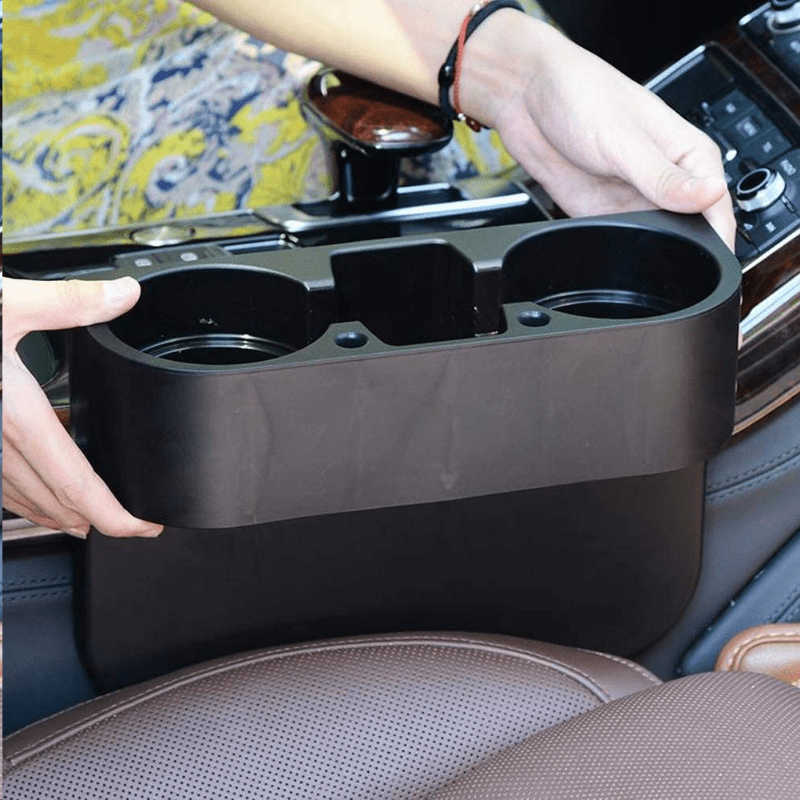 Auto Drive Universal Car Seat Organizer with Drink Holders, Black