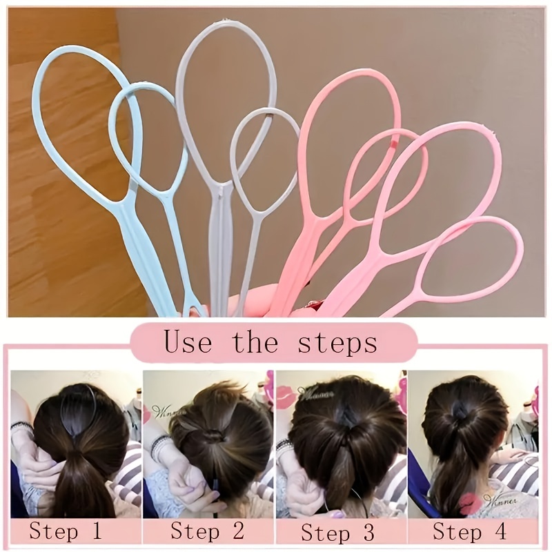 6Pcs Hair Loop Styling Tool Set with 4 Topsy Tail Hair Tools