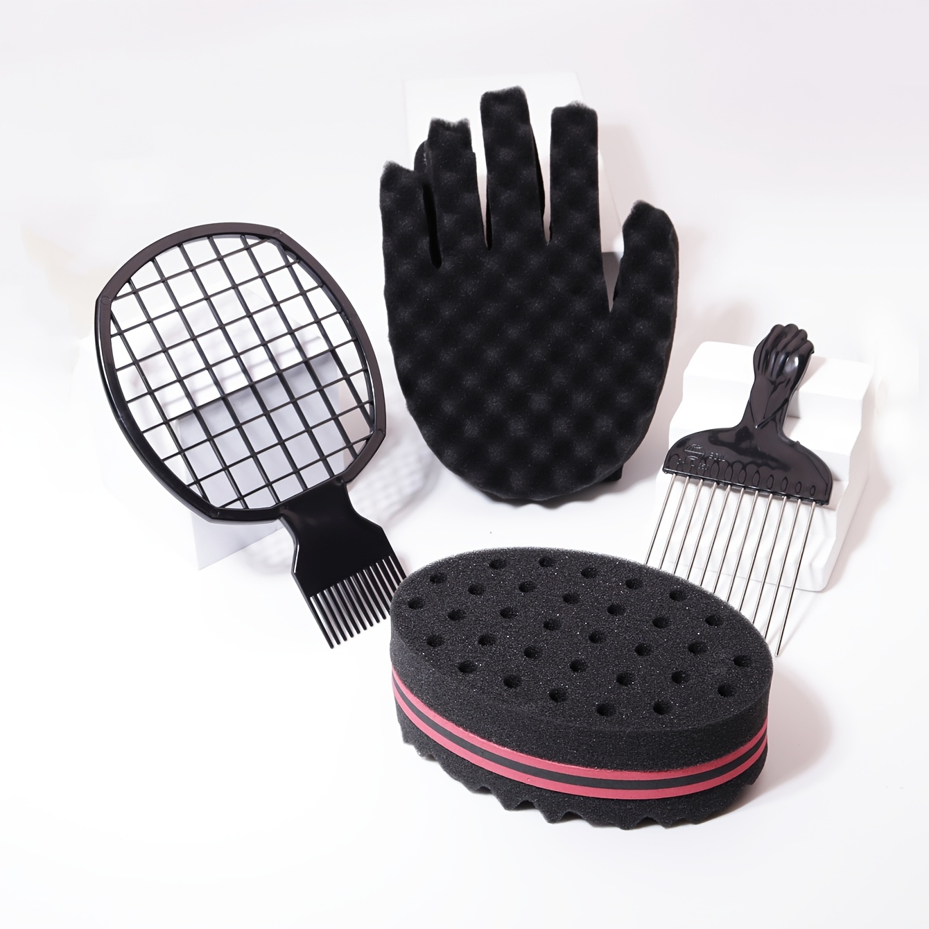 3pcs/Set Hair Twist Sponge Kit, Curl Sponge Brush, Afro Twist Hair Comb,  DIY Hairdressing Tools For Dreadlock And Afro Hair