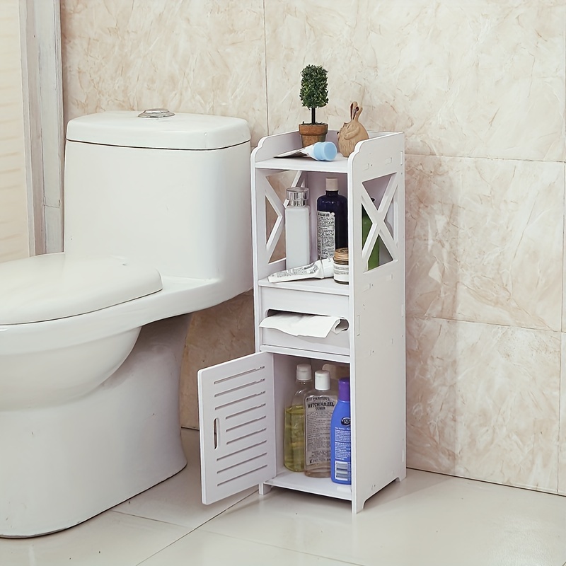  WEAFIEO 4-Tiers Bathroom Floor Cabinet Narrow Slim Gap
