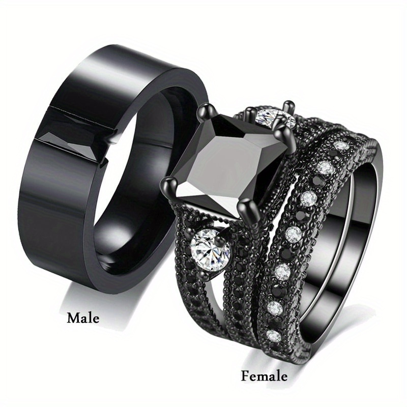 Black wedding sets for deals him and her