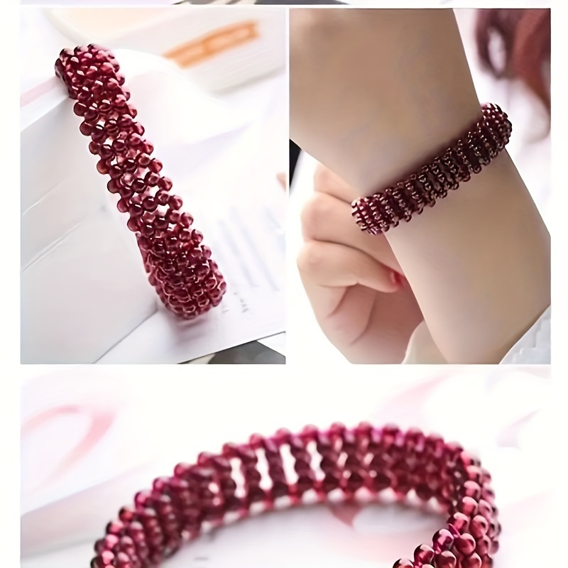 Burgundy Garnet Double Circle Bracelet Suitable Men Women - Temu