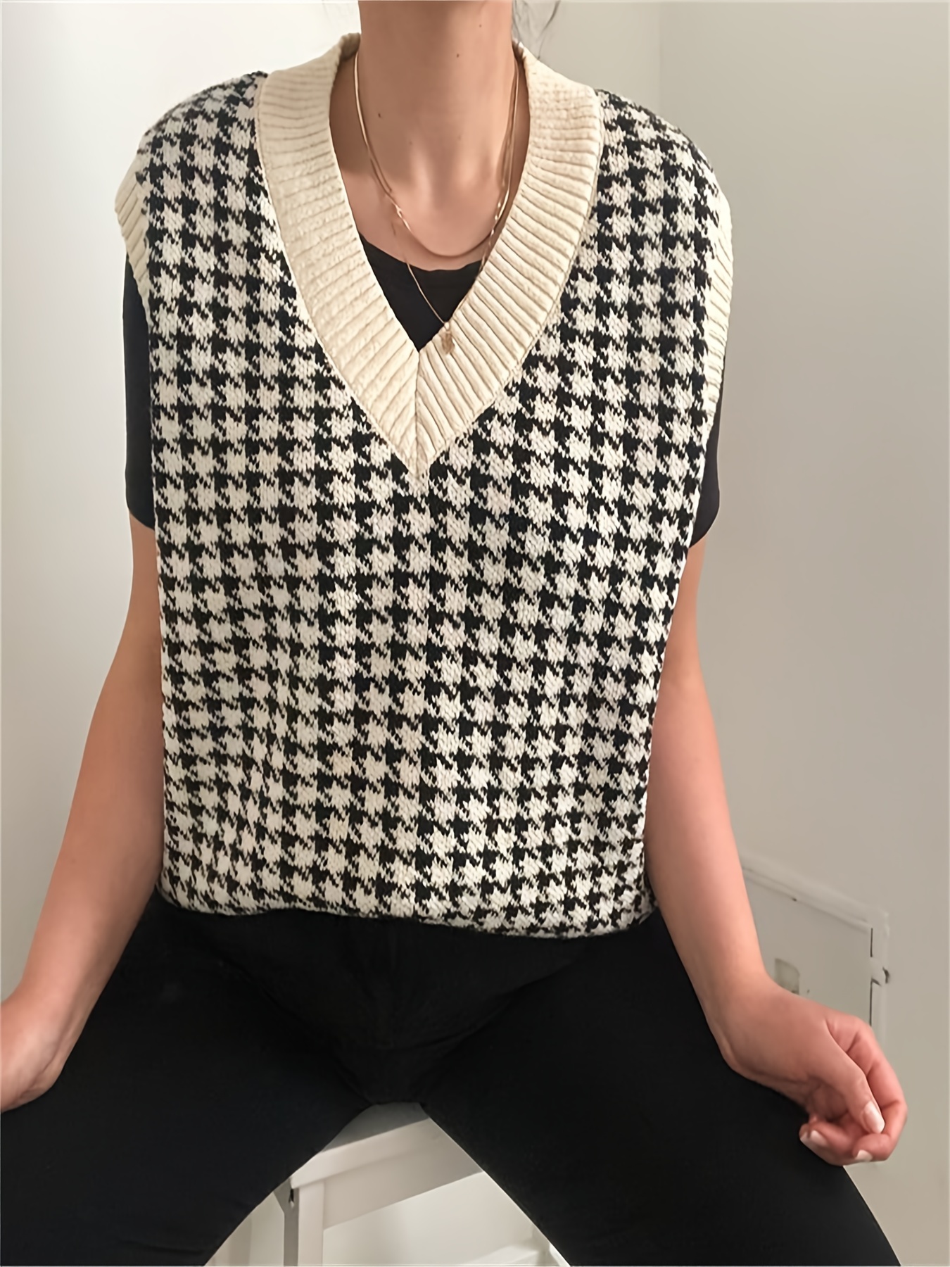 Houndstooth sweater clearance