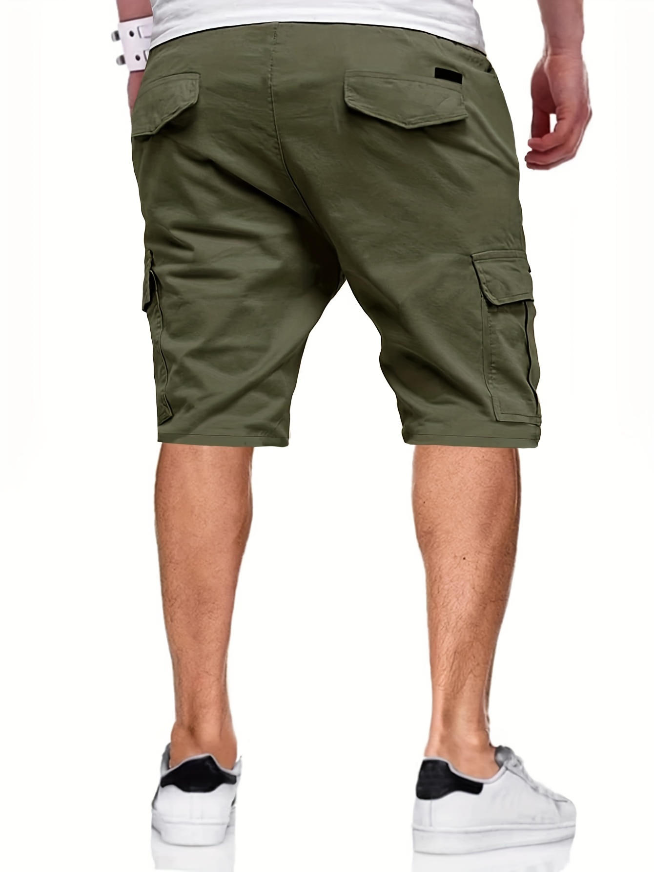 Shorts Cargo Masculinos Elegantes, Soltos E Sólidos Com Bolsos