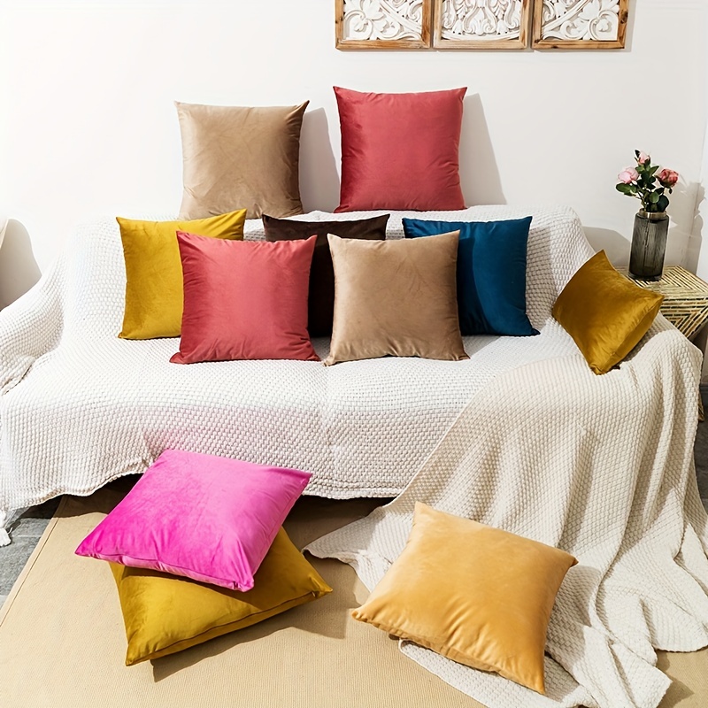 Decorative Velvet Stuffed Cushion Cover For Living Room - Temu