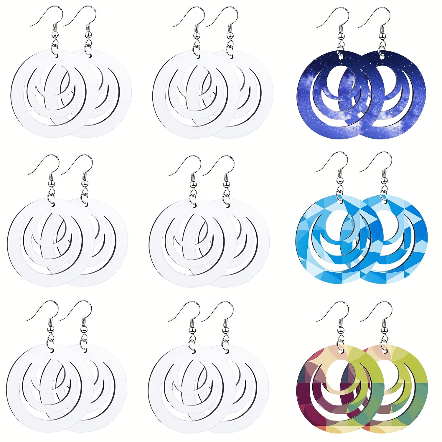 60pcs Sublimation Blanks Earrings Products, Sublimation Earring Blanks with  Earring Hooks and Jump Rings for Mother's Day Halloween Christmas Women