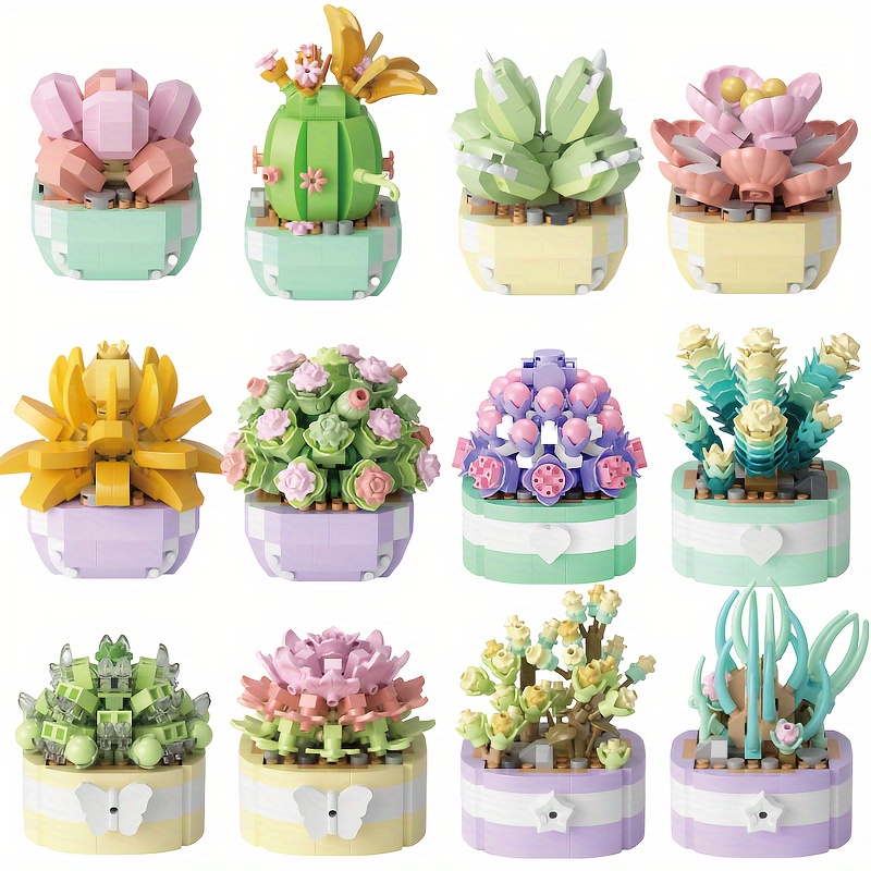 Build Cactus Garden Creative Flower Building Block Kit Toys - Toys & Games  - Temu