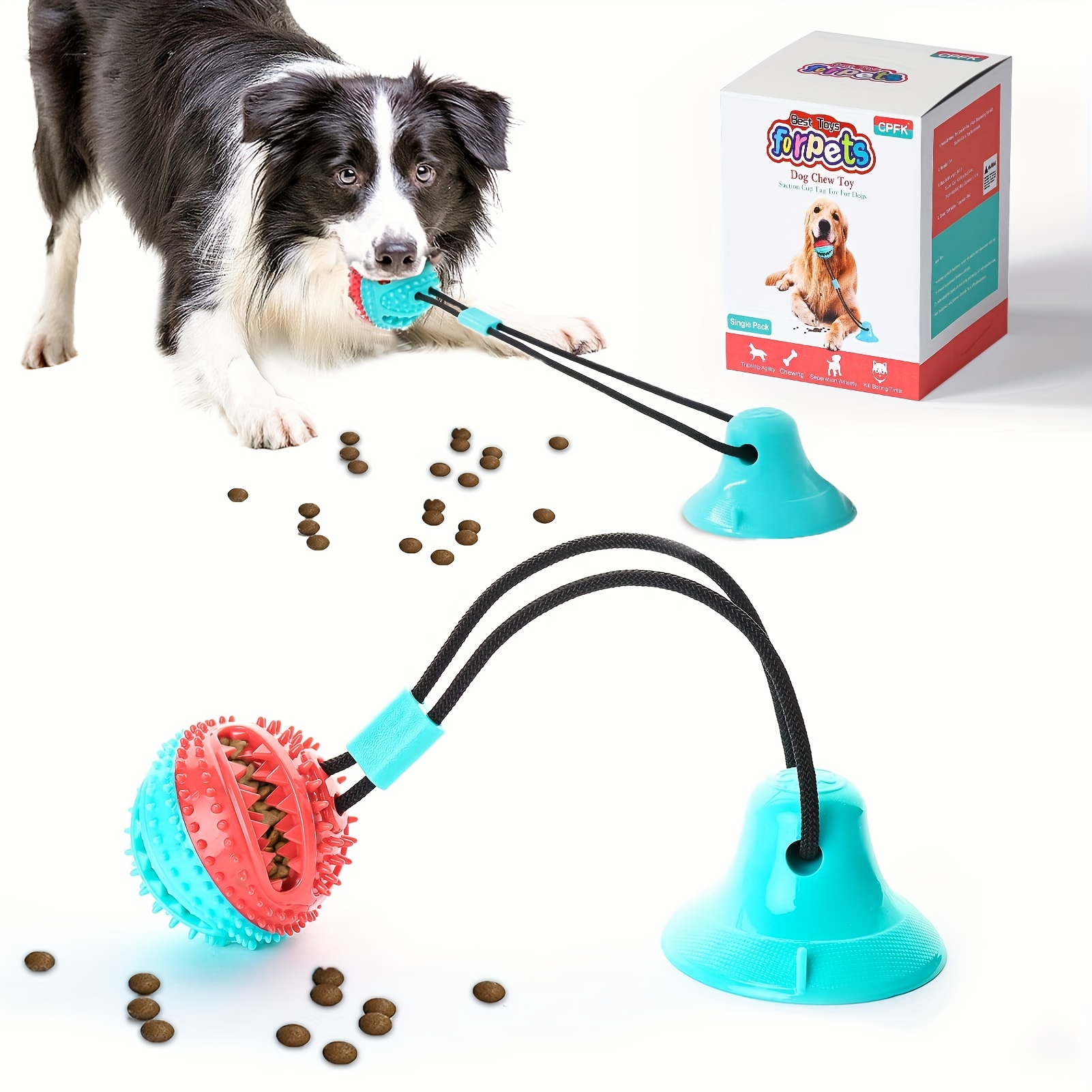 Suction Cup Dog Toy - Tug Toy for Dogs - Puppy Teething Chew Toys -  Improves Pet's Dental Health and IQ - Relieves Pet Anxiety - Strong Suction  for
