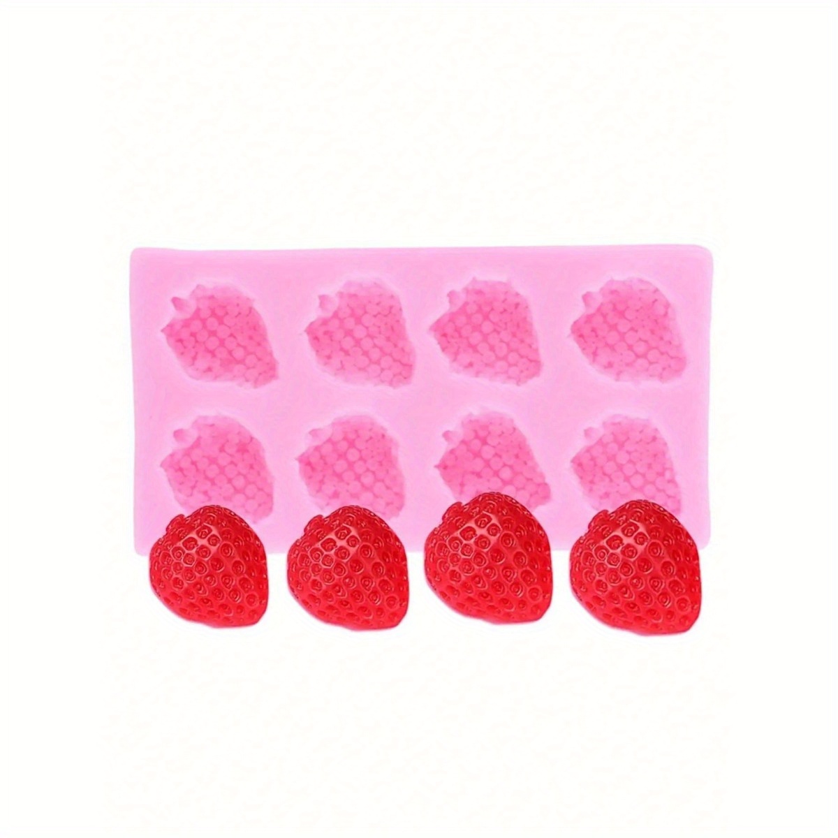 1pc 4-cavity Strawberry-shaped Silicone Mold, For Diy Candle