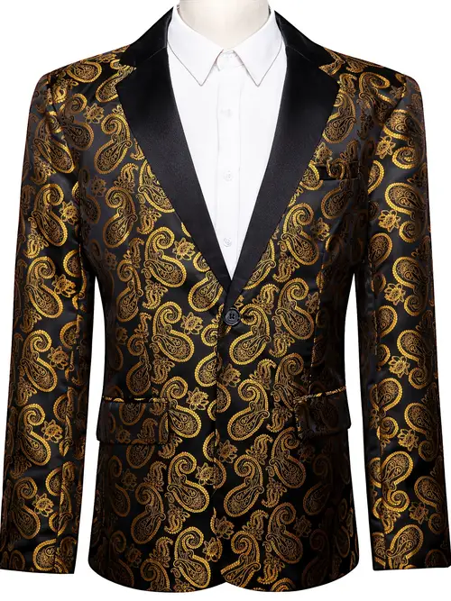 Black And Gold Party Mens Outfit - Temu
