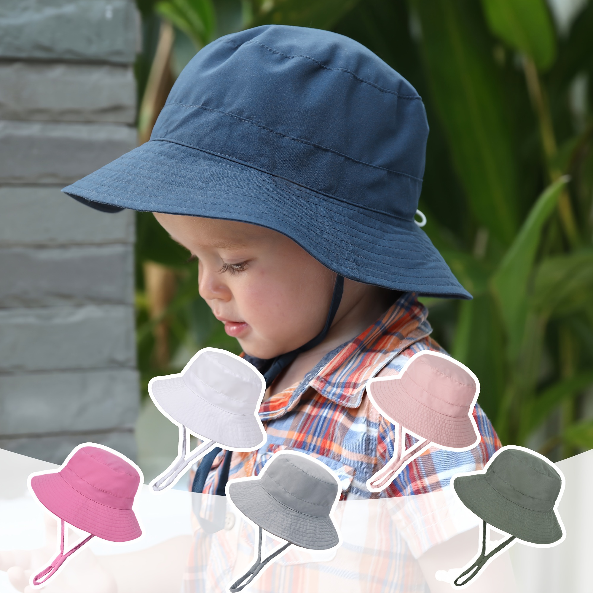 Sombrero de paja para niños y niñas de 1 a 8 años de edad, para verano, al  aire libre, reversible, protección solar