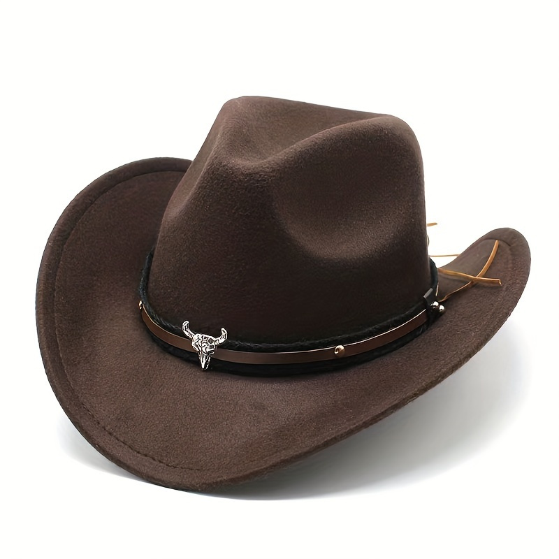 Classic PU Cowboy Western Hats for Men with Strap for Outdoor Activities - Western Style Cowgirl Cattleman Western Hats for Men for Autumn and Winter