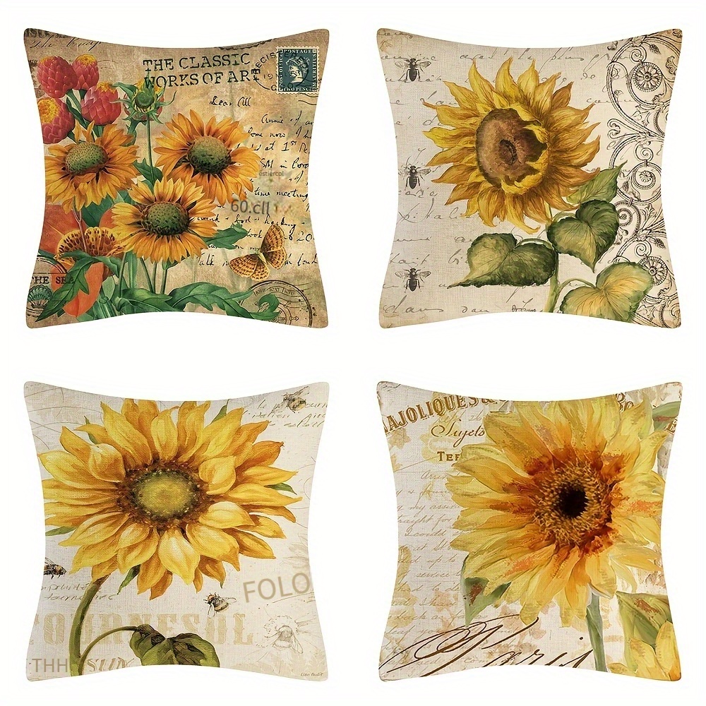 Coume 2 cojines de suelo con diseño de girasol 3D, cojín de asiento de  girasol, cojín amarillo con forma de girasol, almohadillas decorativas de  felpa