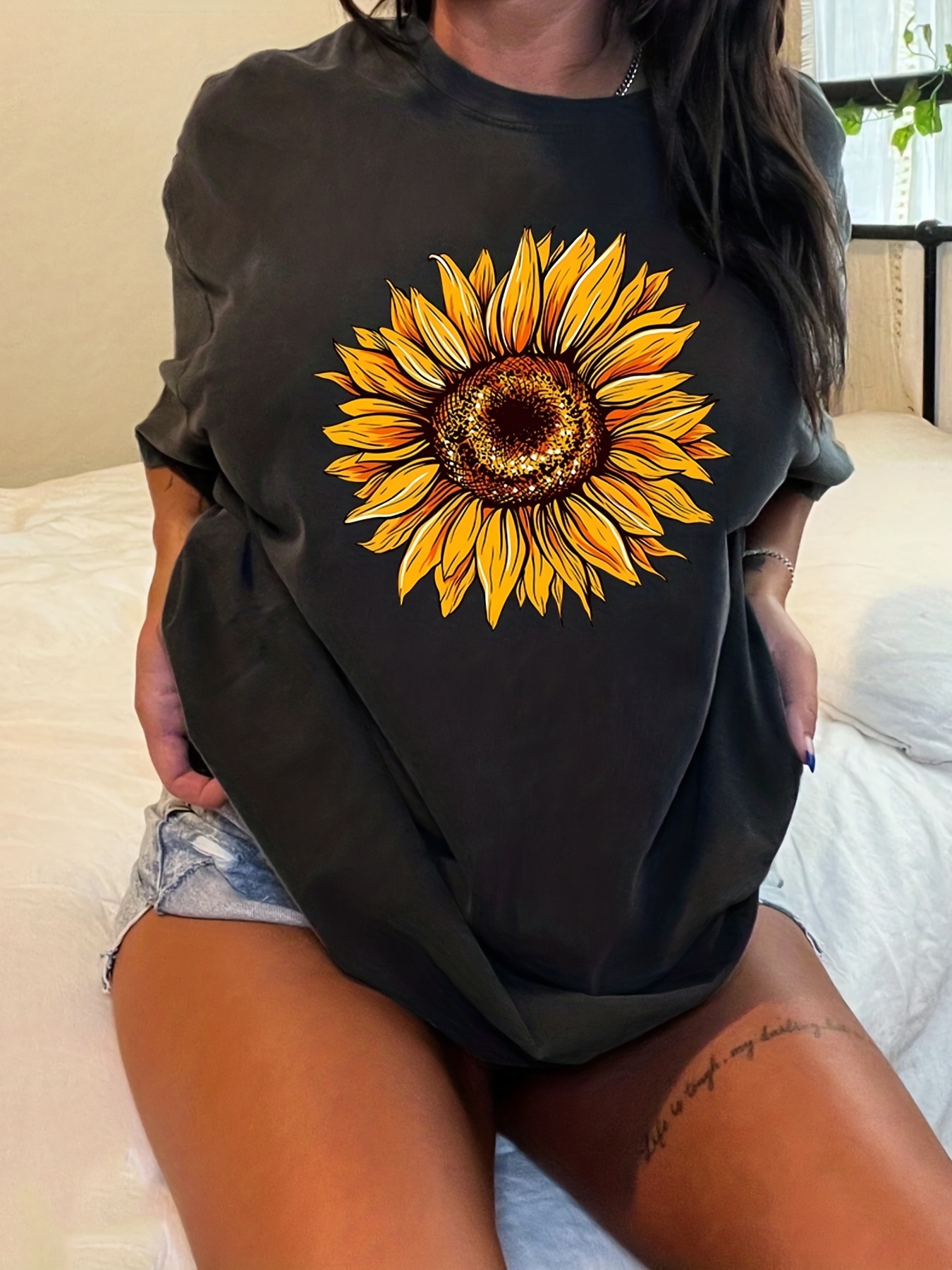 oelaio 2023 - playera de manga corta con hombros descubiertos para mujer,  manga corta, girasol, tirantes y hombros descubiertos : :  Deportes y Aire Libre