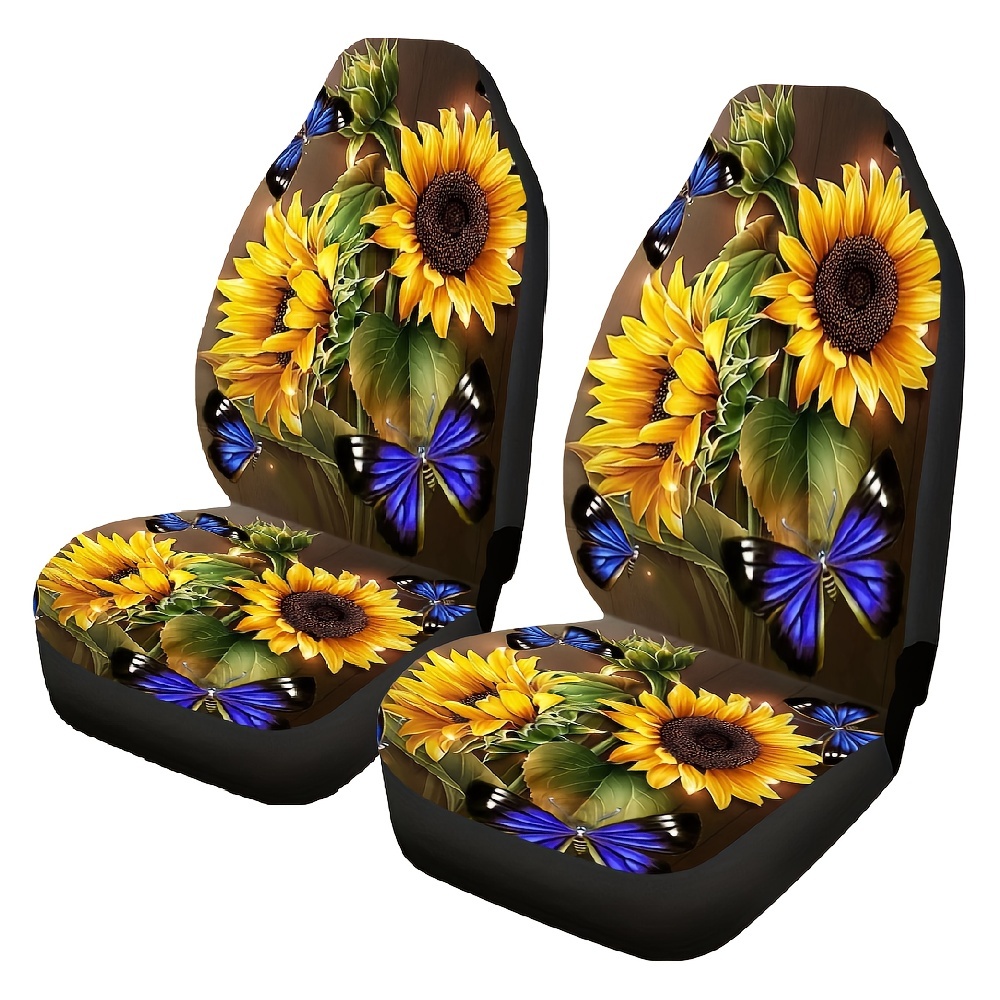 Butterfly Sunflower Car Seat Cover Front Seats Bucket Seat - Temu