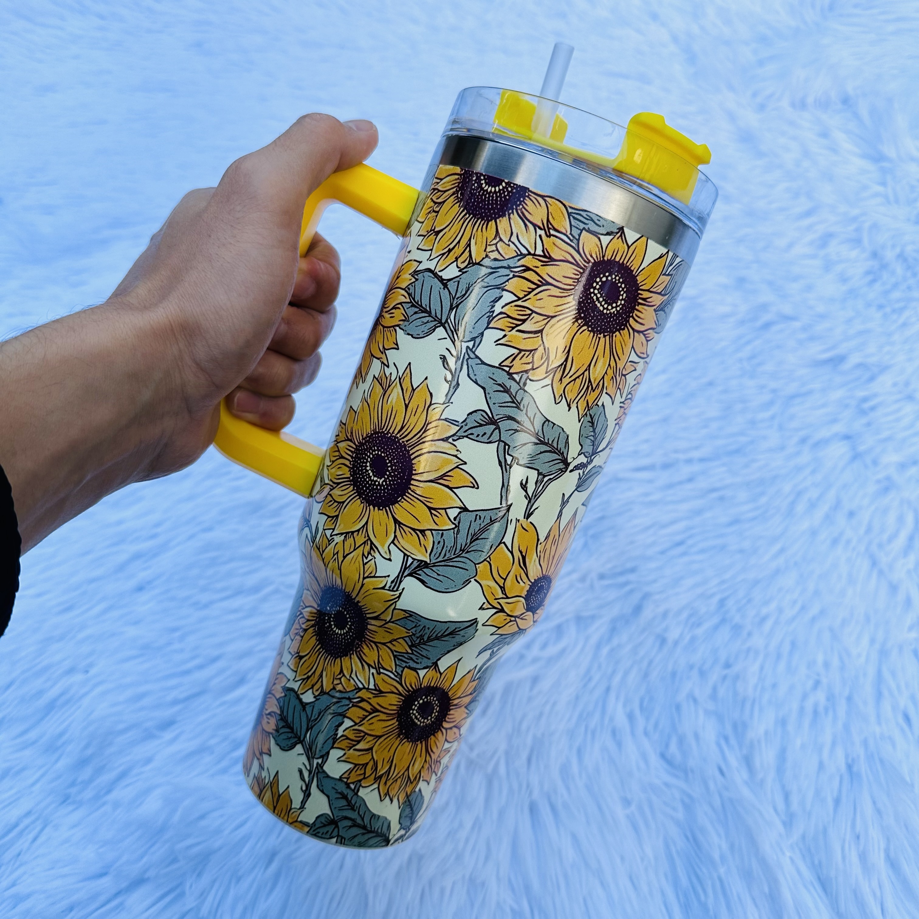 Sakura Train Travel Tumbler 5d Printed Sunflower Travel Cup - Temu