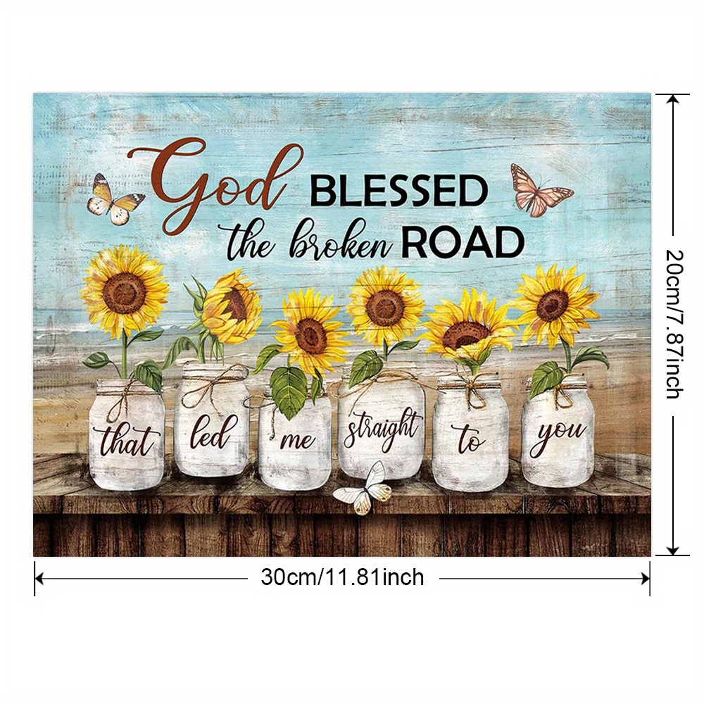 Wall Art Print, Sunflower Landscape in a Mason Jar