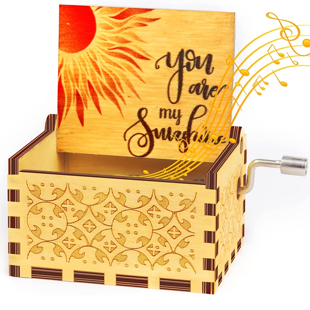Antique wood carving hand-cranked music box gift for wife, you are my  sunshine theme music, birthday gift, best friend gift - AliExpress