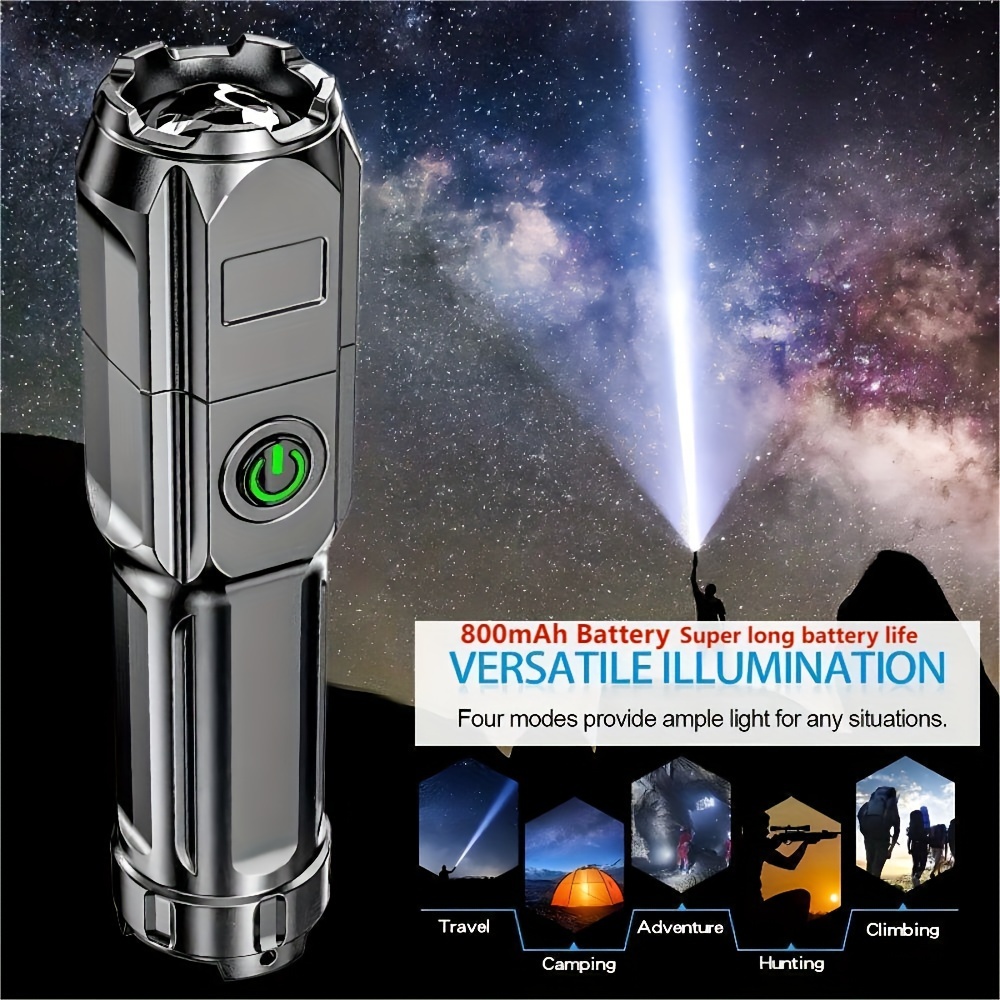 Super Bright Zoomable Flashlight - Portable, Multi-functional, Telescopic  Zoom For Outdoor Home Use - Temu