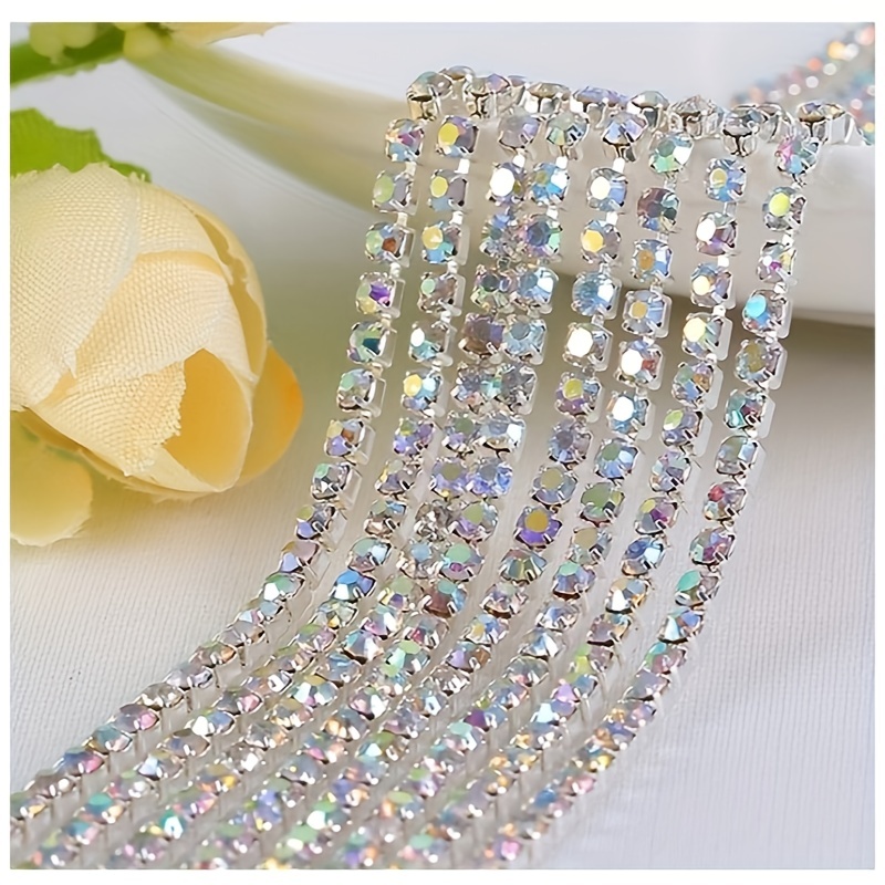 1 Yard Long 3 row rhinestone Wide Claw Rhinestone Chain Diy - Temu