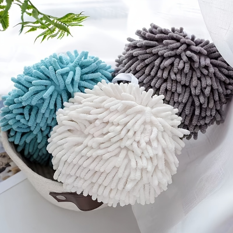 Chenille Hanging Hand Towel Ball with Hanging Loops, Soft Absorbent  Microfiber Hand Towels for Bathroom Kitchen, Plush Quick-Drying Hanging  Hand Towel Ball 