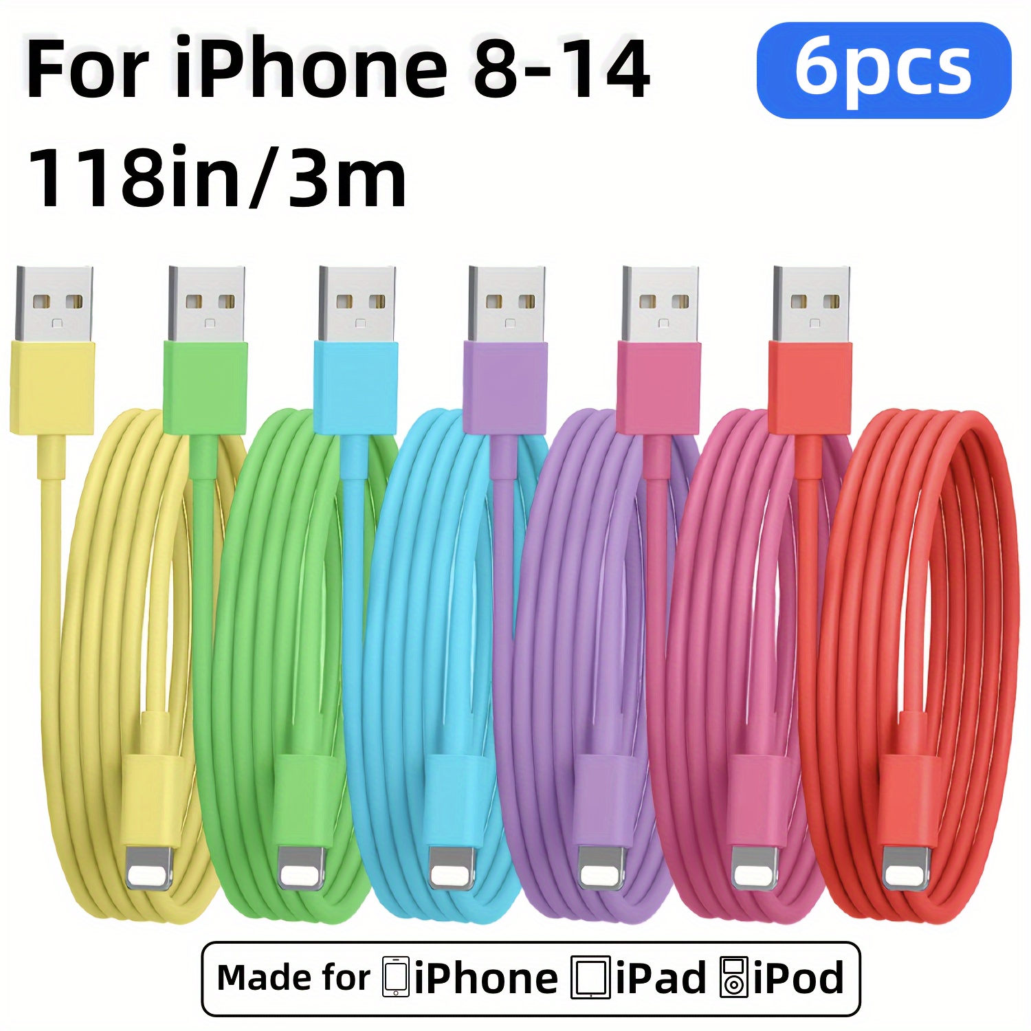 Cargador largo para iPhone Apple de 10 pies, cable Lightning de 10 pies,  cable extralargo Apple de carga rápida de 10 pies para Apple 13, 12, 11Pro