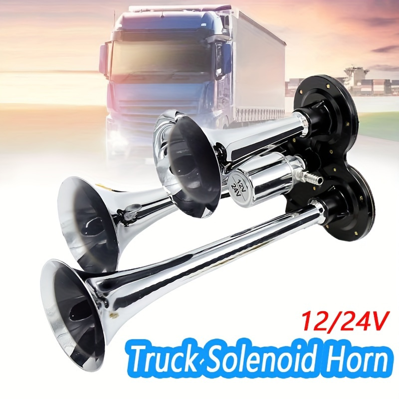  AOLIHAN Train Horns Kit for Trucks, Super Loud Car Air Horn 12V  150db, Truck Horn Dual Trumpet Motorcycle Train Horn with Compressor for  Any 12V Vehicles (black double tube horn with