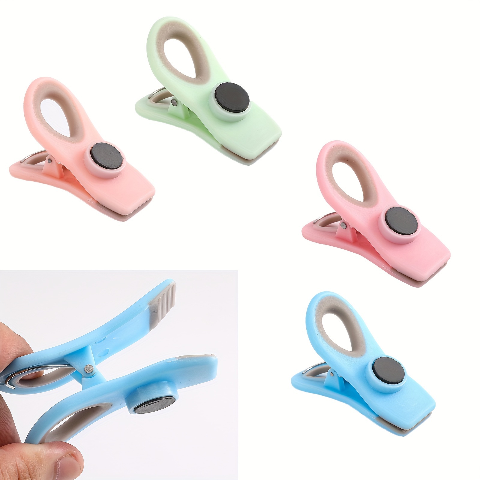 Bag Clips with Magnet,Chip Clips-6Pcs Magnetic Strong Food Clips Food Bag  Clip chip Clip for Bags Magnetic chip Clips Food resealer Fridge Magnets
