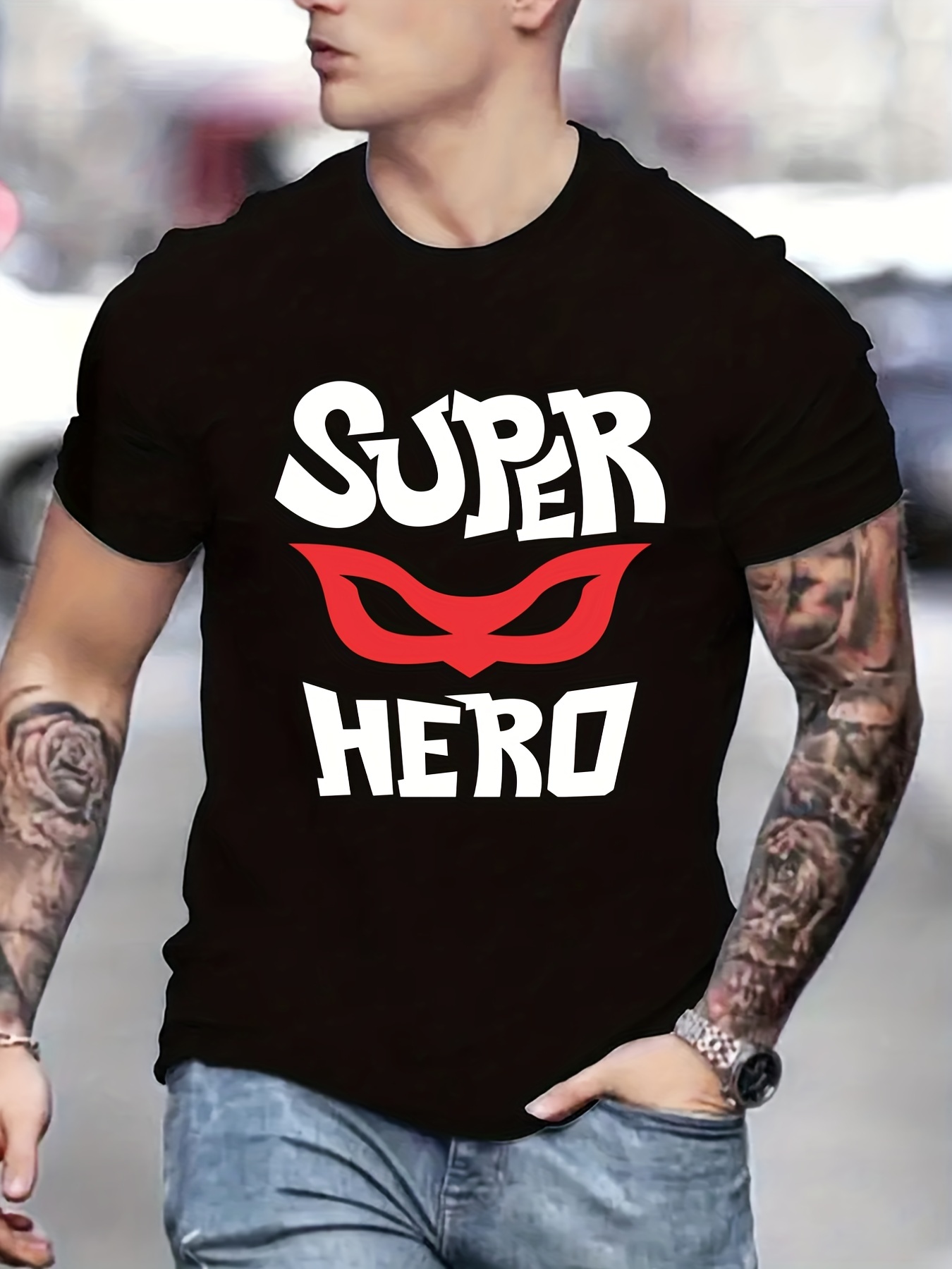 Super hero Superman tight Short sleeve t shirt Stretch Lycra Slim