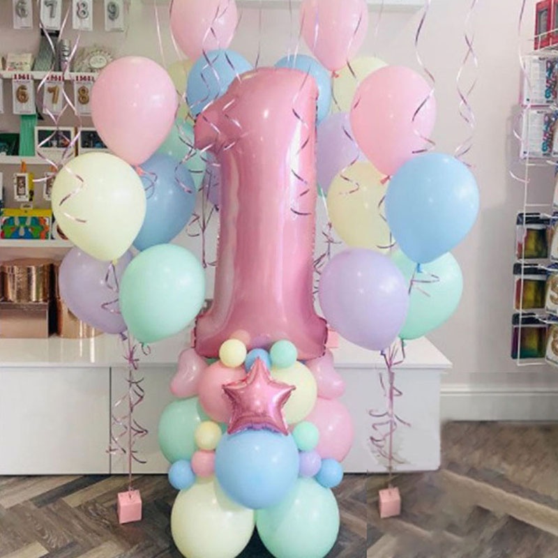 Torre de 5 Globos de Látex de 11 Baby Pink Inflados con Helio