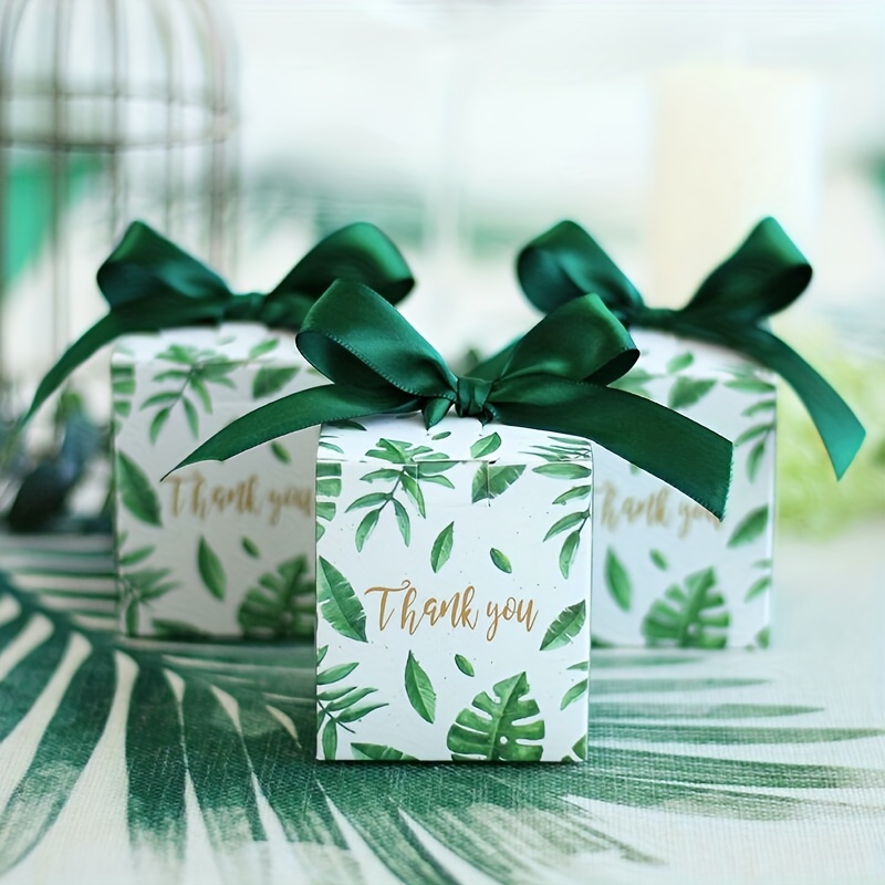 Valentine's Day Gift Box,Green Print Gift Box With Green Bow Tie,With  Packing Bag,Cardboard Gift Boxes For Wedding Souvenir Birthday  -Green-25x17.5x7cm 