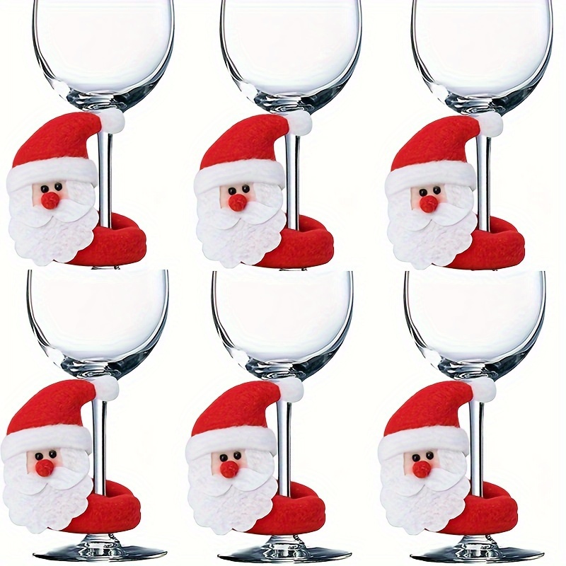 50 PCs Santa Claus Wine Cup Cards Cartoon Wine Glass Decorative Sign  Insertion Cards Christmas Drinkware Ornament for Bar Party