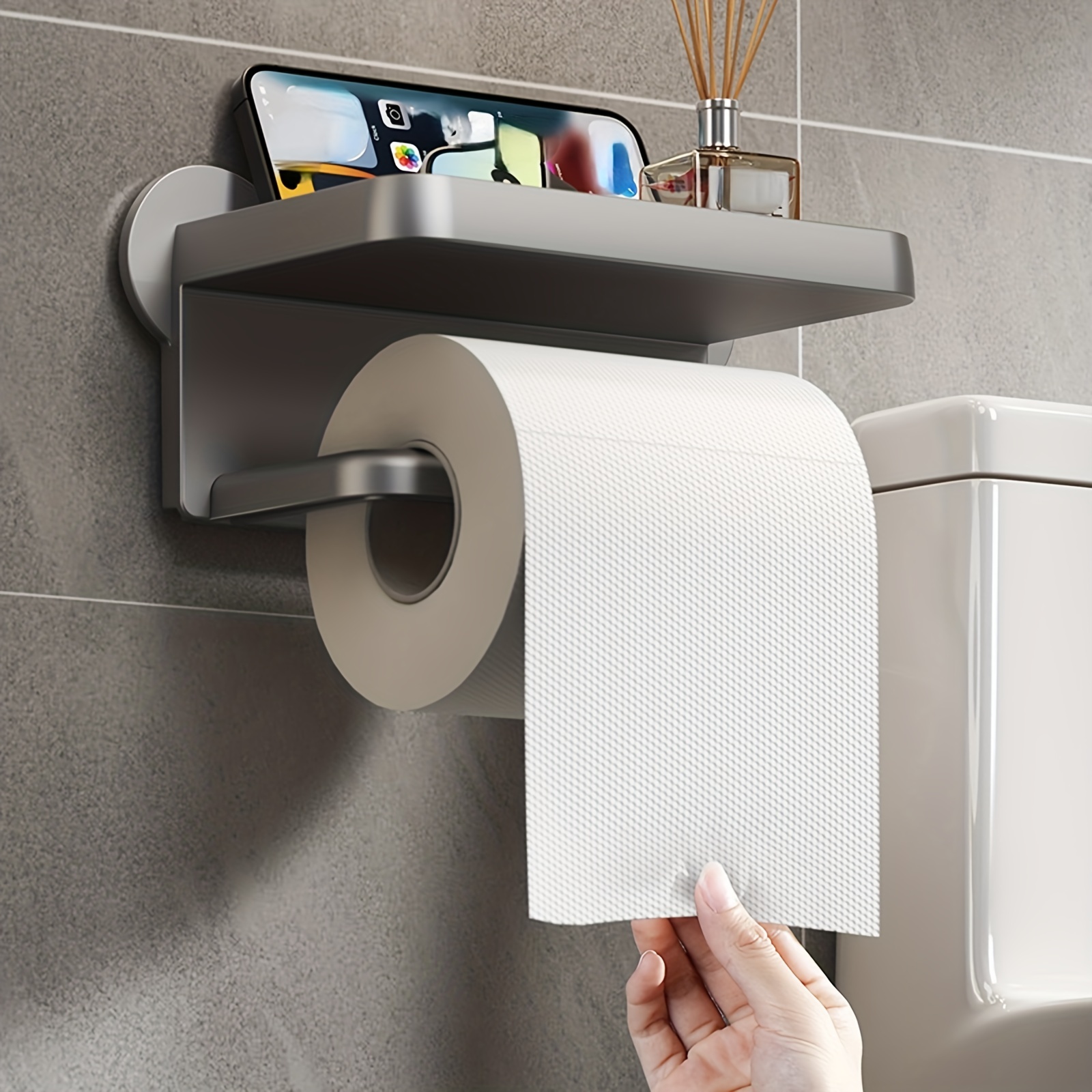 1pc Plastic Toilet Paper Holder, Wall Mounted Letter Design Tissue Storage  Box For Bathroom
