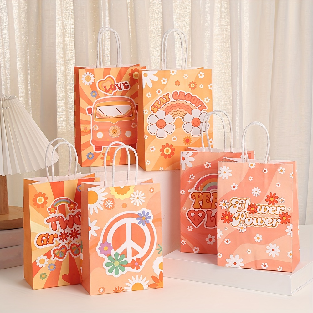 24 bolsas de papel Kraft con asas en diferentes colores para regalos,  recuerdos de fiesta (arcoíris) : Salud y Hogar 