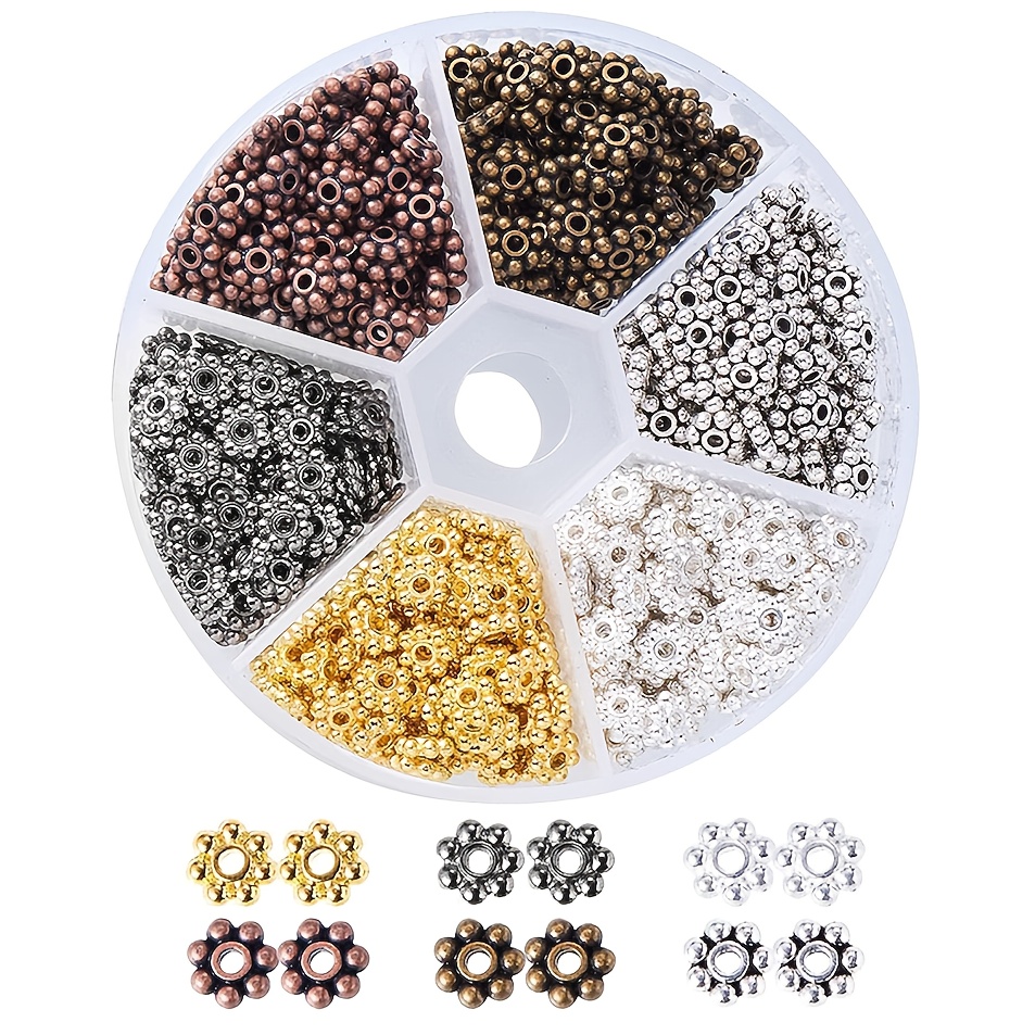 8 Styles Alloy Spacer Beads Tube Oval Round Metal Beads - Temu