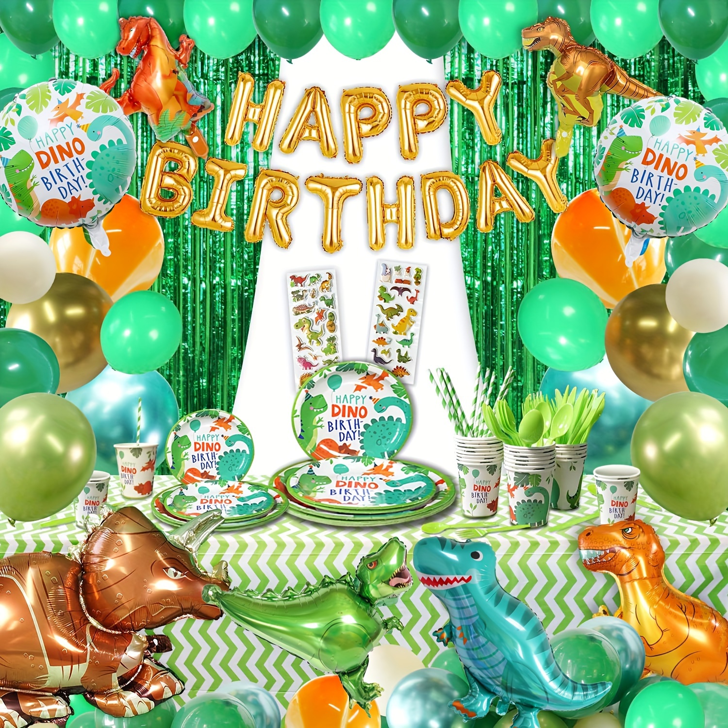 Dinosaur Birthday Party Decorations 214pcs Dinosaur Birthday Party Supplies for Boy Dinosaur Balloon Garland Dinosaur Party Favors Happy Birthday